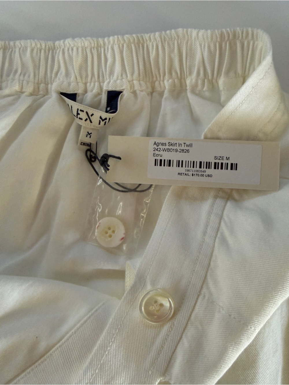 Alex Mill Agnes midi wrap skirt in twill off white size medium NWT - Picture 8 of 9